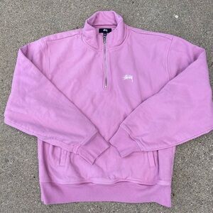Stüssy Pink Quarter-Zip Sweatshirt